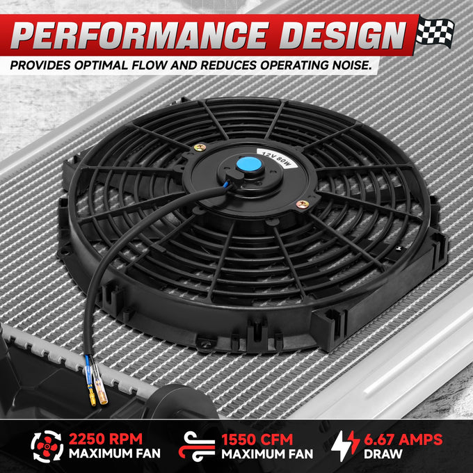 Universal 12 in. Radiator Cooling Fan + Mounting Kit