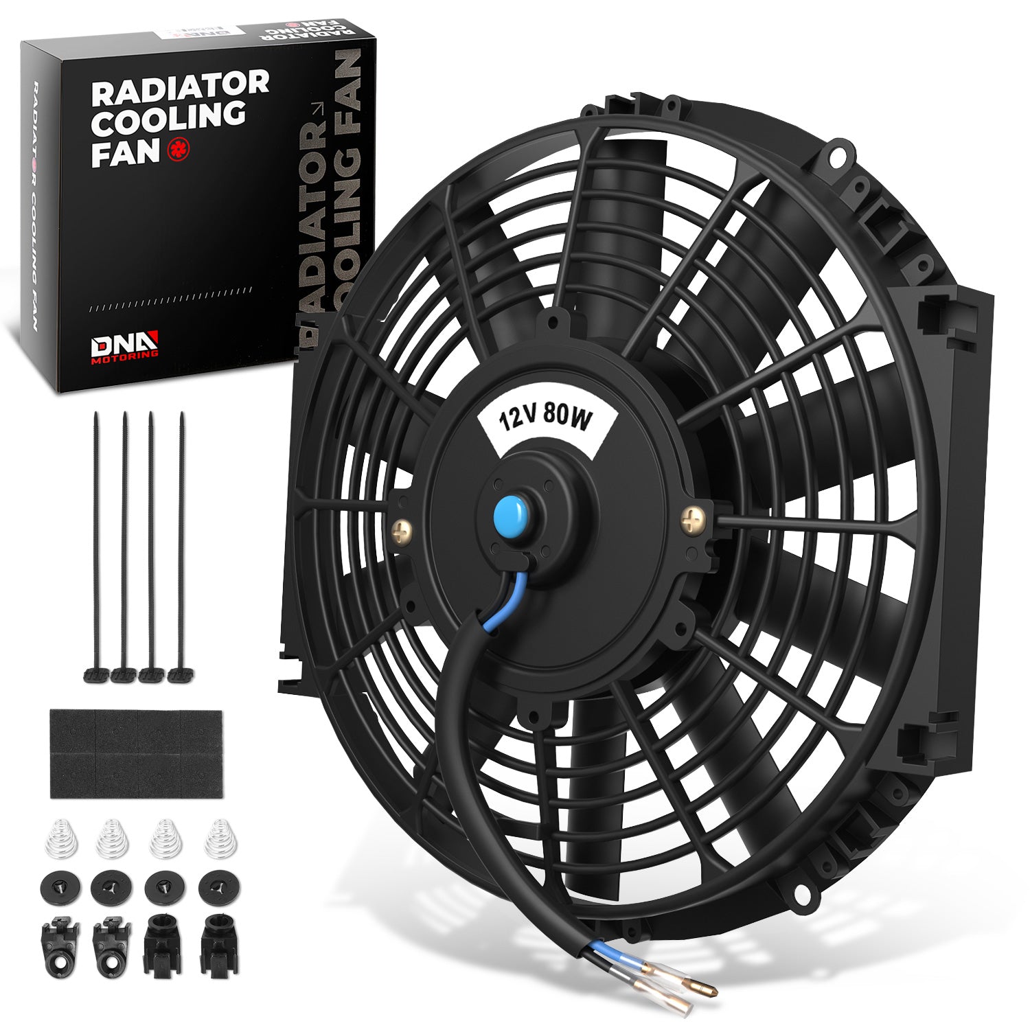 Universal 12 in. Radiator Cooling Fan + Mounting Kit