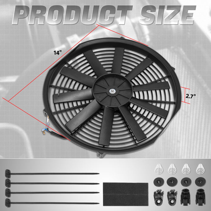 14 in. Electric Radiator cooling Fan+Switch Relay Kit
