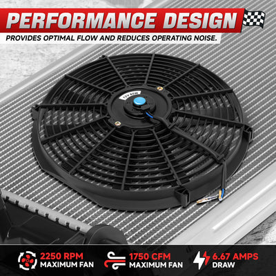 Pair Universal 14 in. Radiator Cooling Fan + Mounting Kit