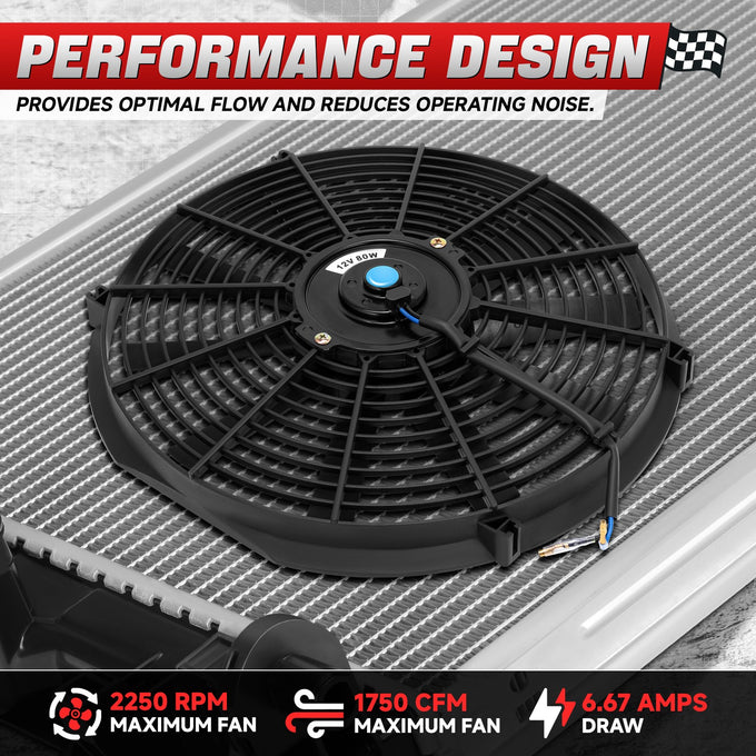 Pair Universal 14 in. Radiator Cooling Fan + Mounting Kit