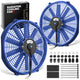 Pair Universal 16 in. Radiator Cooling Fan + Mounting Kit