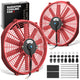 Pair Universal 16 in. Radiator Cooling Fan + Mounting Kit