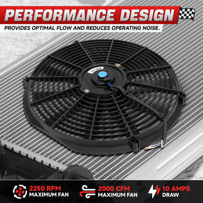 Universal 16 in. Radiator Cooling Fan + Mounting Kit