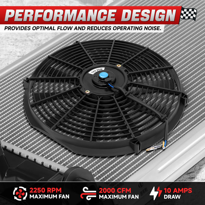 Universal 16 in. Radiator Cooling Fan + Mounting Kit
