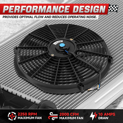 Pair Universal 16 in. Radiator Cooling Fan + Mounting Kit