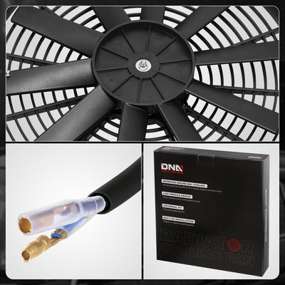 Pair Universal 16 in. Radiator Cooling Fan + Mounting Kit