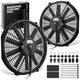 Pair Universal 16 in. Radiator Cooling Fan + Mounting Kit