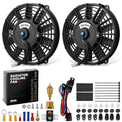 Pair 7 in. Radiator cooling Fan+Switch Relay Kit