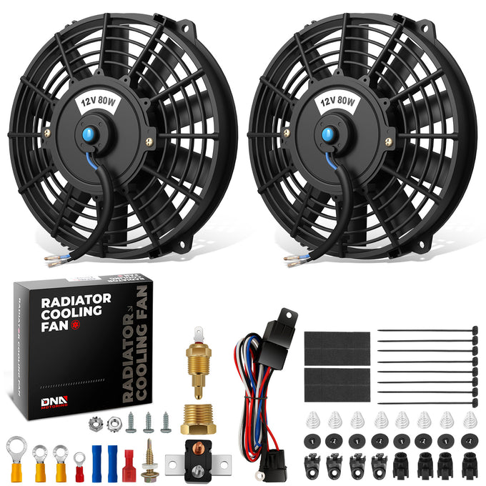 Pair 7 in. Radiator cooling Fan+Switch Relay Kit