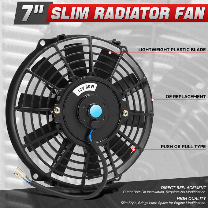 Pair 7 in. Radiator cooling Fan+Switch Relay Kit