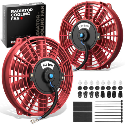 Pair Universal 9 in. Radiator Cooling Fan + Mounting Kit