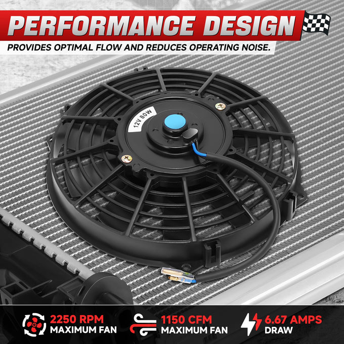 Pair Universal 9 in. Radiator Cooling Fan + Mounting Kit