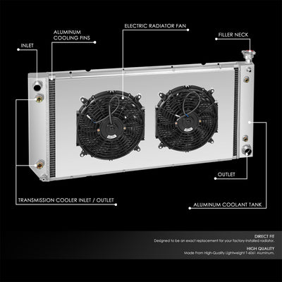 3 Rows Aluminum Racing Radiator with Fanshroud <br> 92-00 Chevy/GMC C/K 1500 2500 3500 5.0L, 5.7L