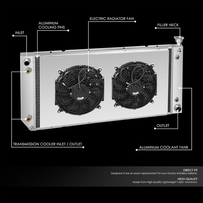 3 Rows Aluminum Racing Radiator with Fanshroud <br> 92-00 Chevy/GMC C/K 1500 2500 3500 5.0L, 5.7L
