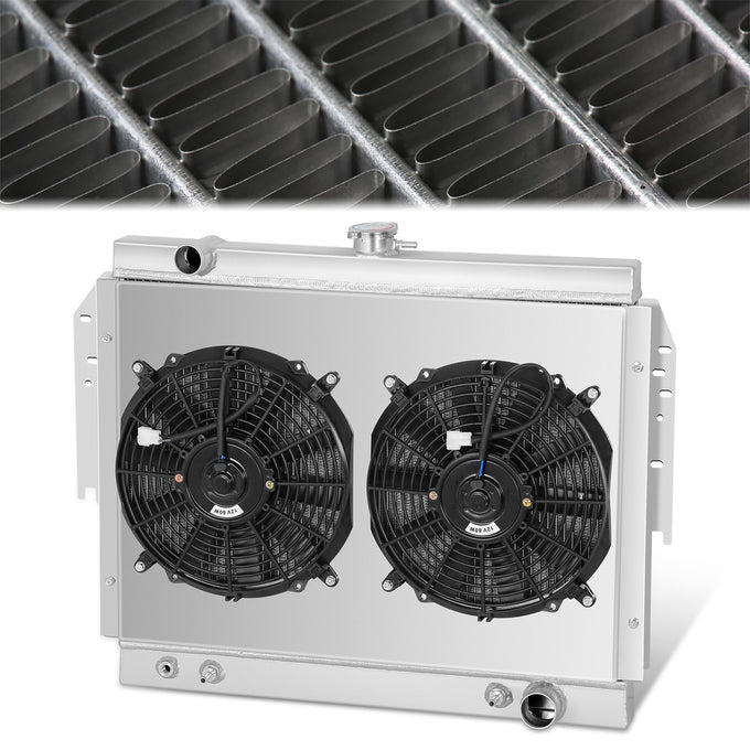 2 Rows Aluminum Racing Radiator with Fanshroud <br> 79-93 Dodge D/W-Series, Ramcharger, Cb300