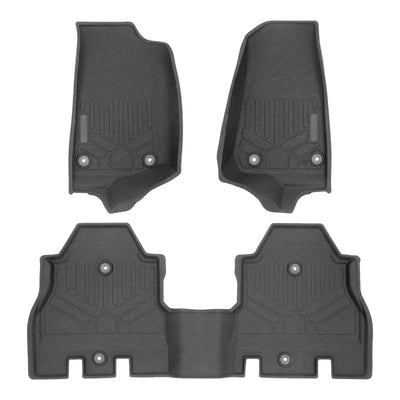 Rubber Floor Mats 2 Row Liner Set <br> 18-21 Jeep Wrangler Unlimited