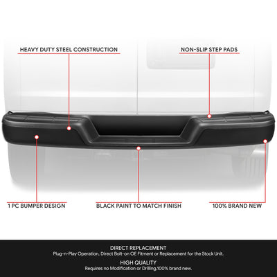 Rear Step Bumper (Black) <br> 96-23 Chevy Express/ GMC Savana 1500 2500 3500