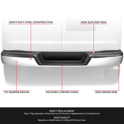 Rear Step Bumper (Chrome) <br> 96-23 Chevy Express/ GMC Savana 1500 2500 3500