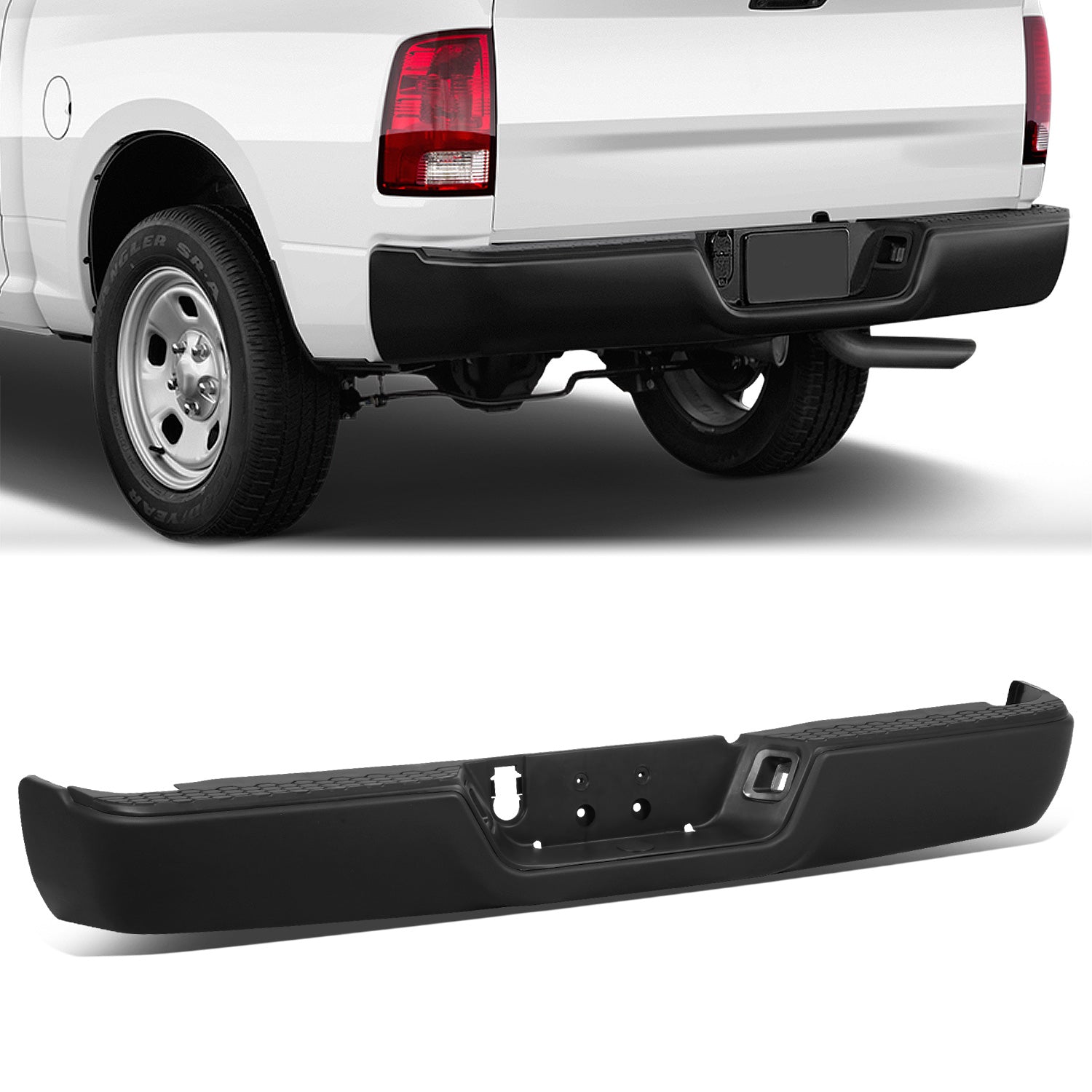 Rear Step Bumper + License Plate Lights <br> 09-19 Dodge/Ram 1500 2500 3500