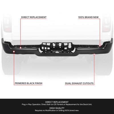 Rear Bumper Facebar (w/ Dual Exhaust Holes) <br> 19-24 Ram 1500
