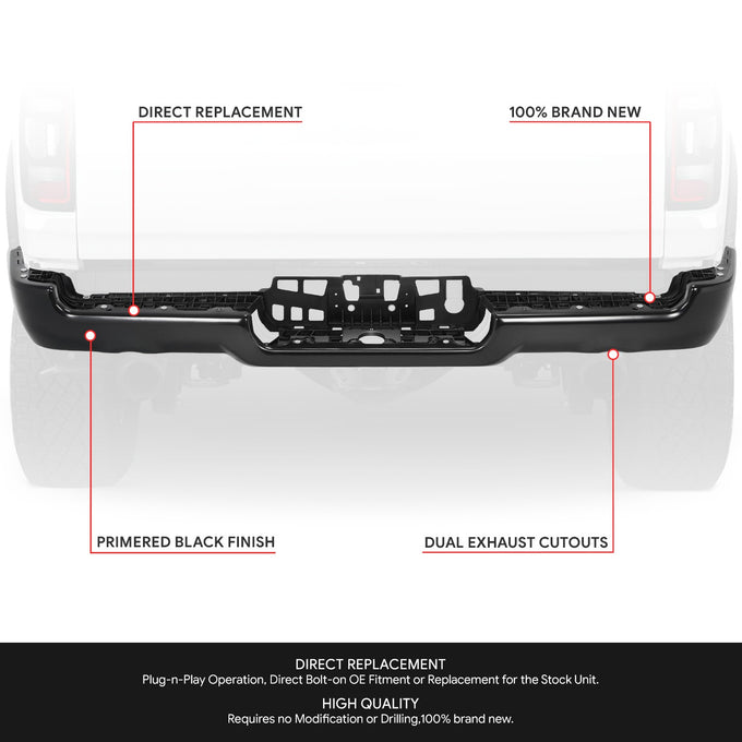 Rear Bumper Facebar (w/ Dual Exhaust Holes) <br> 19-24 Ram 1500