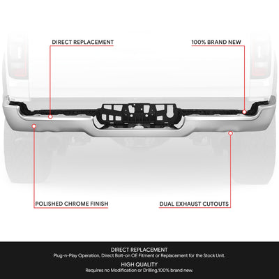 Rear Bumper Facebar (w/ Dual Exhaust Holes) <br> 19-24 Ram 1500