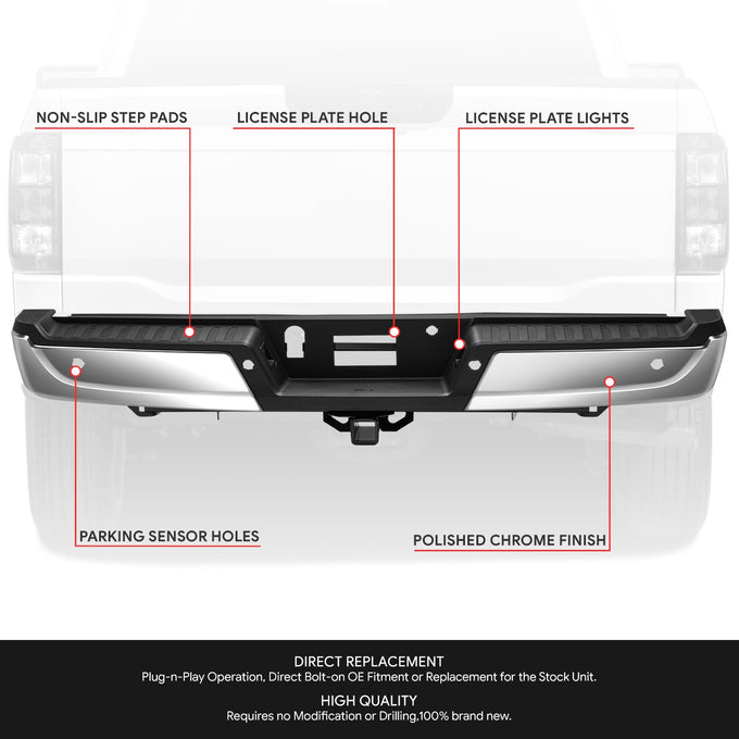 Rear Bumper Assembly (w/Sensor Holes, w/o Tow Package) <br> 15-20 Ford F-150
