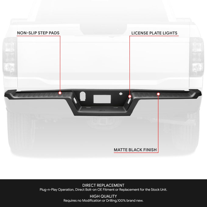 Rear Bumper Step Pad Cover <br>21-23 Ford F150 w/o Sensor Holes & Tow Package