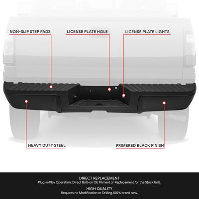 Rear Bumper Assembly (w/o Sensor Holes) <br> 08-16 Ford F-250 F-350 F-450 Super Duty