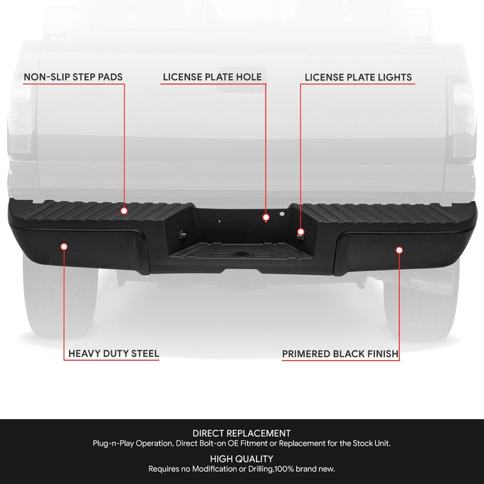 Rear Bumper Assembly (w/o Sensor Holes) <br> 08-16 Ford F-250 F-350 F-450 Super Duty