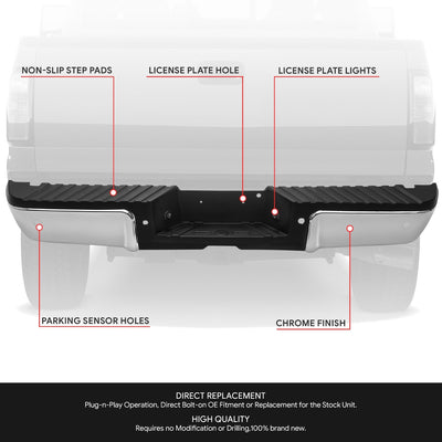 Rear Bumper Assembly (w/sensor holes) <br> 08-16 Ford F-250 F-350 F-450 Super Duty