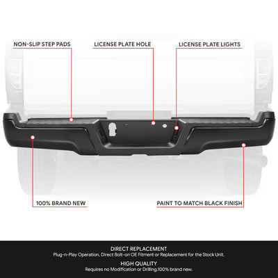 Rear Step Bumper W/License Plate Lamps <br> 17-22 Ford F-250 F-350 Super Duty