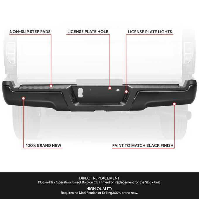 Rear Step Bumper W/License Plate Lamps <br> 17-22 Ford F-250 F-350 Super Duty