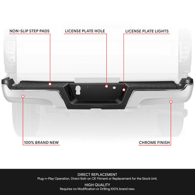 Rear Step Bumper W/License Plate Lamps <br> 17-22 Ford F-250 F-350 Super Duty