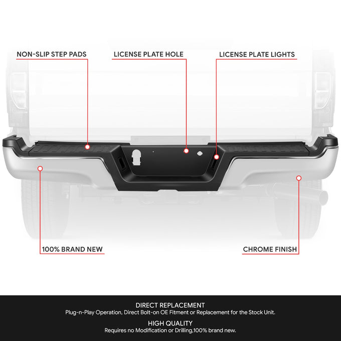 Rear Step Bumper W/License Plate Lamps <br> 17-22 Ford F-250 F-350 Super Duty