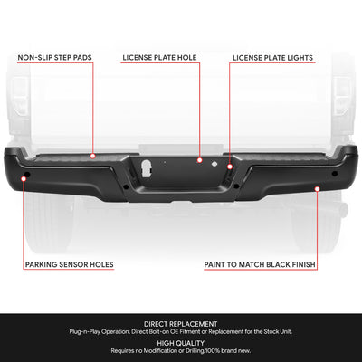 Rear Step Bumper W/License Plate Lamps <br> 17-22 Ford F-250 F-350 Super Duty