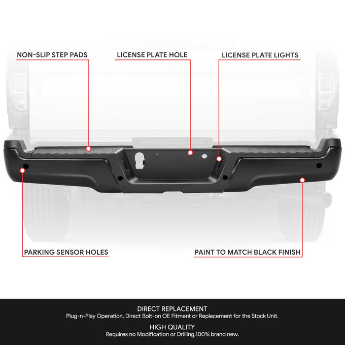 Rear Step Bumper W/License Plate Lamps <br> 17-22 Ford F-250 F-350 Super Duty