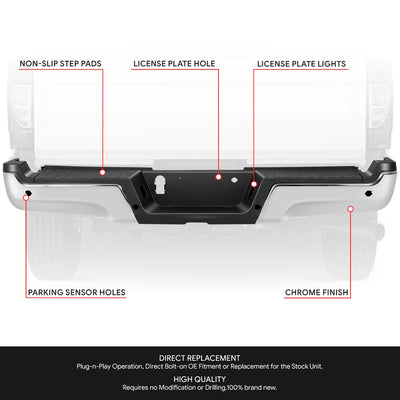 Rear Step Bumper W/License Plate Lamps <br> 17-22 Ford F-250 F-350 Super Duty