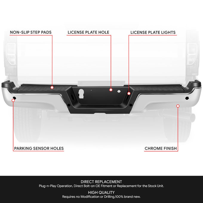 Rear Step Bumper W/License Plate Lamps <br> 17-22 Ford F-250 F-350 Super Duty