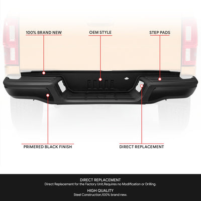 Primered Black Steel Rear Step Bumper<br>19-23 Ford Ranger