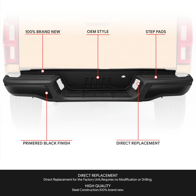 Primered Black Steel Rear Step Bumper<br>19-23 Ford Ranger