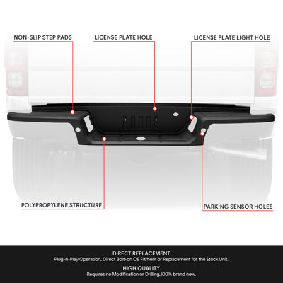 Black Rear Bumper Step Pad w/ Rear Parking Aid<br>19-23 Ford Ranger