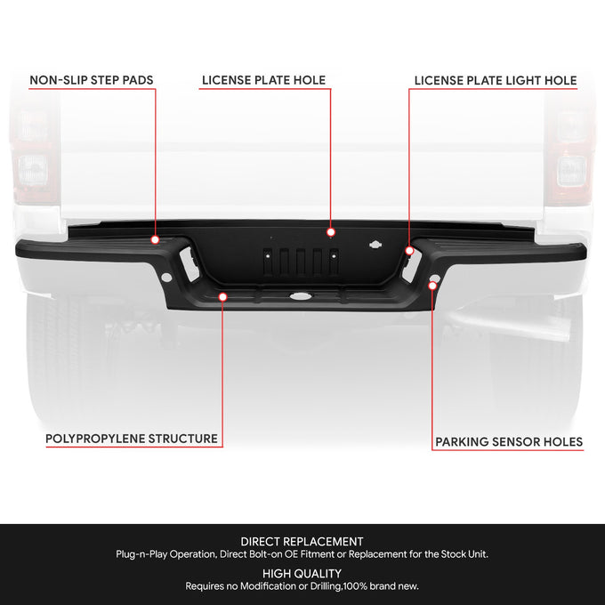 Black Rear Bumper Step Pad w/ Rear Parking Aid<br>19-23 Ford Ranger