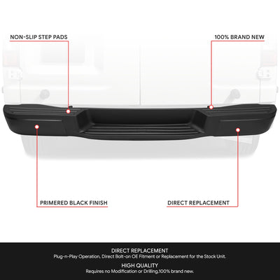 Primered Black Rear Step Bumper<br>12-21 Nissan NV1500 NV2500 NV3500
