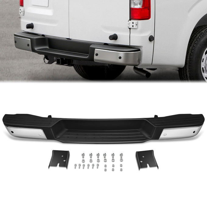 Chrome Rear Step Bumper w/Parking Sensor Holes<br>12-21 Nissan NV1500 NV2500 NV3500
