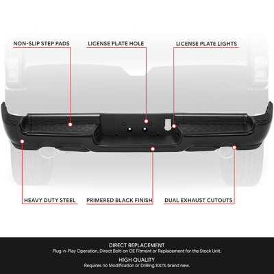 Rear Bumper W/ License Plate Lights <br> 19-24 RAM 1500