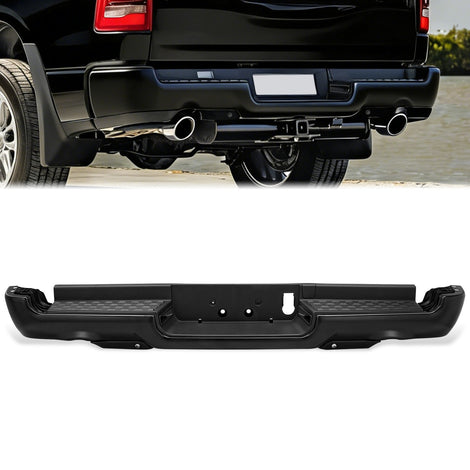 Primered Black Rear Bumper w/Parking Sensor Holes<br>19-24 Ram 1500