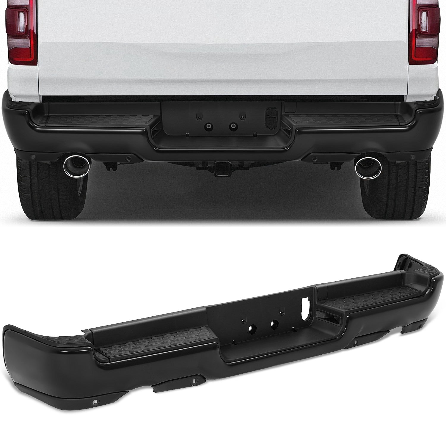Rear Bumper W/ License Plate Lights <br> 19-24 RAM 1500