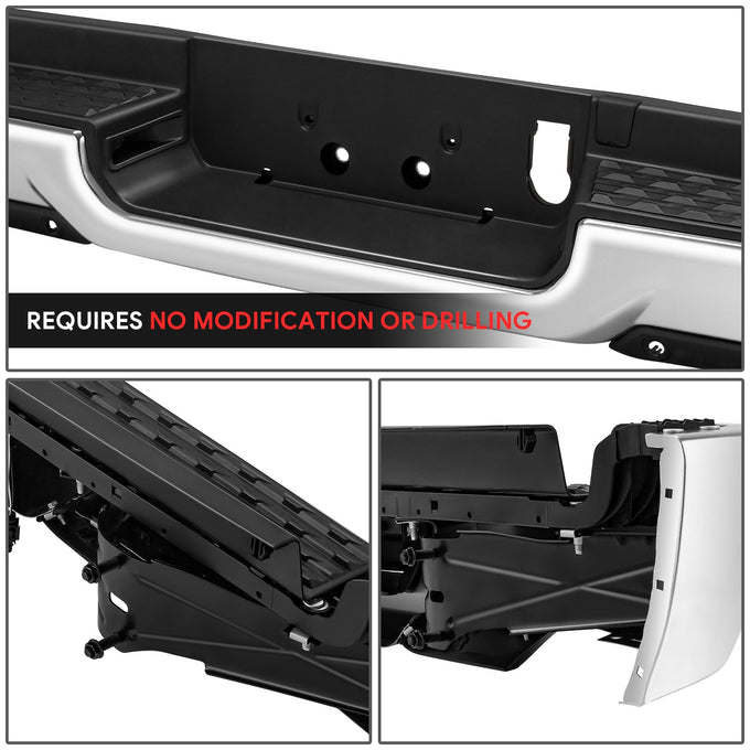 Polished Chrome Rear Bumper w/Parking Sensor Holes<br>19-24 Ram 1500